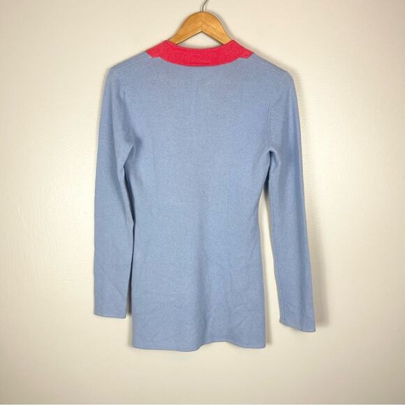 STS Sail to Sable V-Neck Sweater Cashmere and Wool Woman size XS Blue and Red - Picture 6 of 7